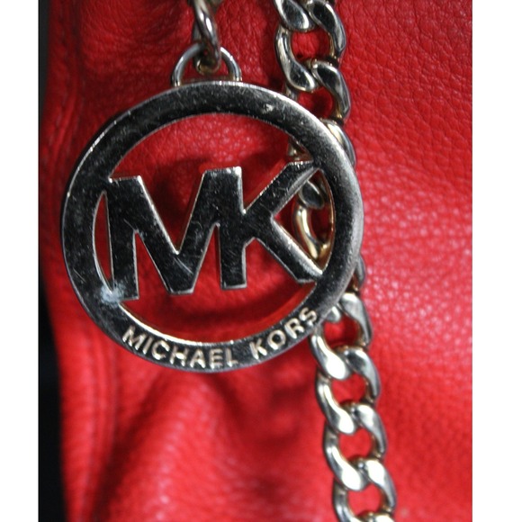 MICHAEL Michael Kors Red Leather Shoulder Bag Purse & Wallet Set - Picture 4 of 6